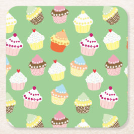 Porta-copo De Papel Redondo Deliciosos Cupcakes de aniversário decorados