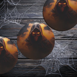 Porta-copo De Papel Redondo Demônio escuro com fumaça alaranjada halloween