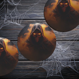 Porta-copo De Papel Redondo Demônio escuro com fumaça alaranjada halloween