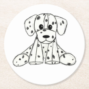 Porta-copo De Papel Redondo Desenho simples de um cão dalmata de pelúcia em pr