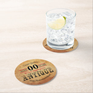 Porta-copo De Papel Redondo Design de Aniversário com Idade, Antiguidade e Vi