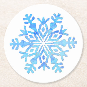 Porta-copo De Papel Redondo Design de floco de neve azul