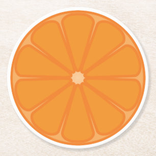 Porta-copo De Papel Redondo Design de Frutura de Fatia Laranja