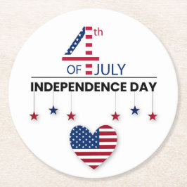 Porta-copo De Papel Redondo Dia da Independência em 4 de julho