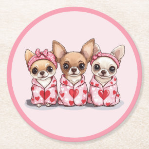 Porta-copo De Papel Redondo Dia de os namorados Chihuahua Dogs