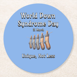 Porta-copo De Papel Redondo Dia Mundial da Síndrome de Baixo. Exclusivo não me