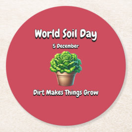 Porta-copo De Papel Redondo Dia Mundial do Solo (WSD) 5 de dezembro.