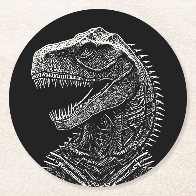 Porta-copo De Papel Redondo Dinossauro Gótico T-Rex (Frente)