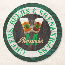 Porta-copo De Papel Redondo Diversão com Cerveja e Madeira Rústica