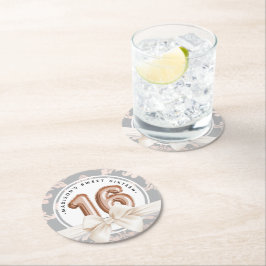 Porta-copo De Papel Redondo Doce 16 balões de ouro Rosa de luxo Aniversário