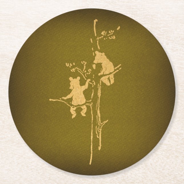 Porta-copo De Papel Redondo Dois Cubos De Urso Cortado (Frente)