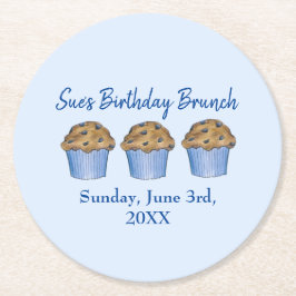 Porta-copo De Papel Redondo Domingo Breakfast BrunParty Blueberry Muffin