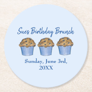Porta-copo De Papel Redondo Domingo Breakfast BrunParty Blueberry Muffin
