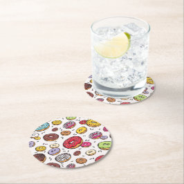 Porta-copo De Papel Redondo Donuts seamless pattern