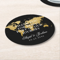 Dourado Mapa do Mundo Negro Obrigado Favor do Casa
