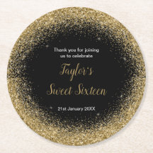 Dourado Vestido Faux Glitter Doce 16 Aniversário