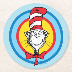 Porta-copo De Papel Redondo Dr. Seuss   Gráfico da Cabeça do Gato no Chapéu