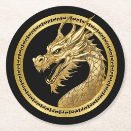 Porta-copo De Papel Redondo Dragão Dourado-