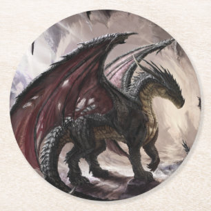 Porta-copo De Papel Redondo Dragão Na Caverna
