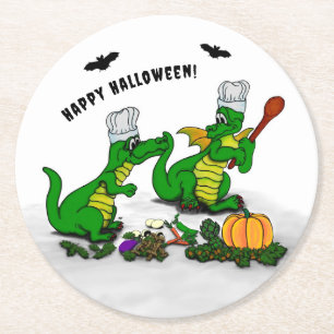 Porta-copo De Papel Redondo Dragões - Feliz Halloween! Hoje eu cozinho
