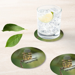 Porta-copo De Papel Redondo Dragonfly Ouro