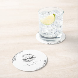 Porta-copo De Papel Redondo Drawn Swan Vintage Floral Engagement Party Wedding