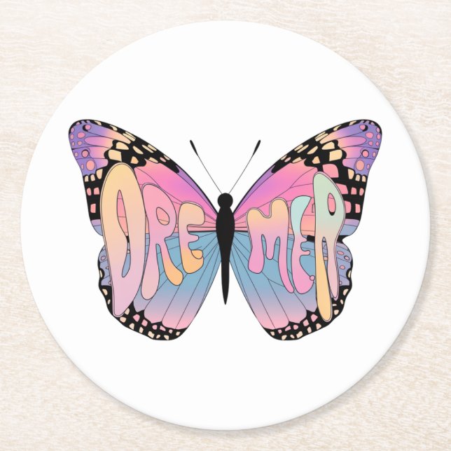Porta-copo De Papel Redondo Dreamer Butterfly Vibes (Frente)