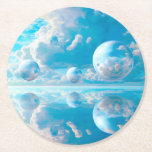 Porta-copo De Papel Redondo Dreamy Sky Surreal Nature Landscape<br><div class="desc">A serene surreal landscape where crystal-clear spheres float peacefully beneath an expansive blue sky filled with soft clouds.</div>