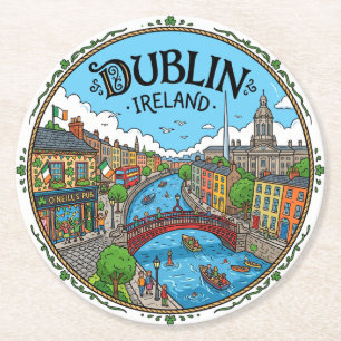 Porta-copo De Papel Redondo Dublin Irlanda
