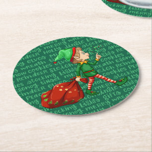 Porta-copo De Papel Redondo Duende do Papai Noel do Natal Fofa Férias Padrão F