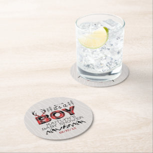 Porta-copo De Papel Redondo É um menino! Chá de fraldas de Lumberjack de Xadre