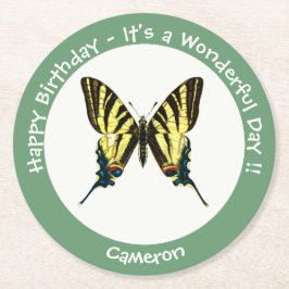 Porta-copo De Papel Redondo É uma Festa de aniversário de borboleta de Swallow