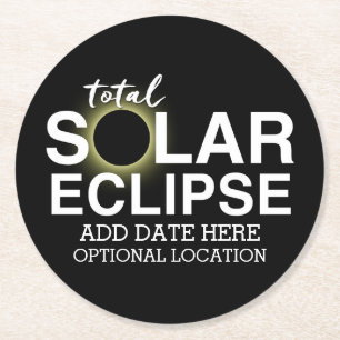 Porta-copo De Papel Redondo Eclipse Solar Total - 2024 ou data personalizada