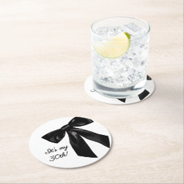 Porta-copo De Papel Redondo Elegant Black Bow Birthday Party Coasters