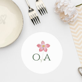 Porta-copo De Papel Redondo Elegant Botanical Wedding Monogram Coaster
