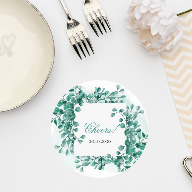 Porta-copo De Papel Redondo Elegant Greenery Wedding Coaster (Criador carregado)