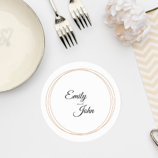 Porta-copo De Papel Redondo Elegant Minimalist Wedding Coaster