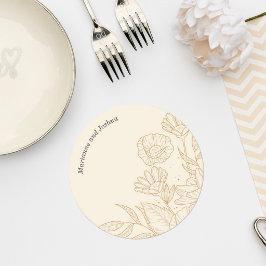 Porta-copo De Papel Redondo Elegant Neutral Floral Wedding Coaster