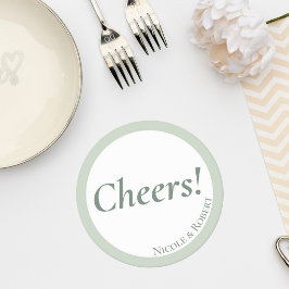 Porta-copo De Papel Redondo Elegant Sage Green Minimalist Wedding Coaster