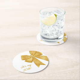 Porta-copo De Papel Redondo Elegante branco e Dourado aniversário do Arco bril