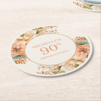 Elegante Flor de Creme Pêssego Aniversário de 90 a