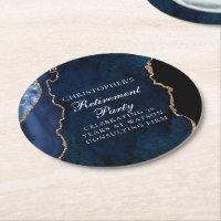 Elegante Marinho Azul Dourado Agate Retirement Par