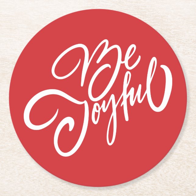 Porta-copo De Papel Redondo Elegante Seja Joyful Holiday Design (Frente)