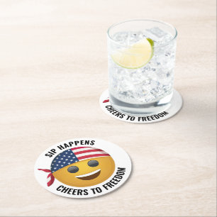 Porta-copo De Papel Redondo Emoji Face Paper Portas copos