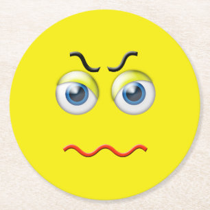Porta-copo De Papel Redondo Emoji irritado