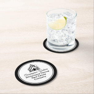 Porta-copo De Papel Redondo Empresa de Imóveis Elegante Corretor Personalizado