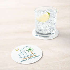 Porta-copo De Papel Redondo Empresa Imobiliária Praia Personalizável