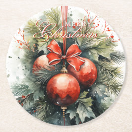 Porta-copo De Papel Redondo Encantador Mistura de Natal Moderna de Aquarela