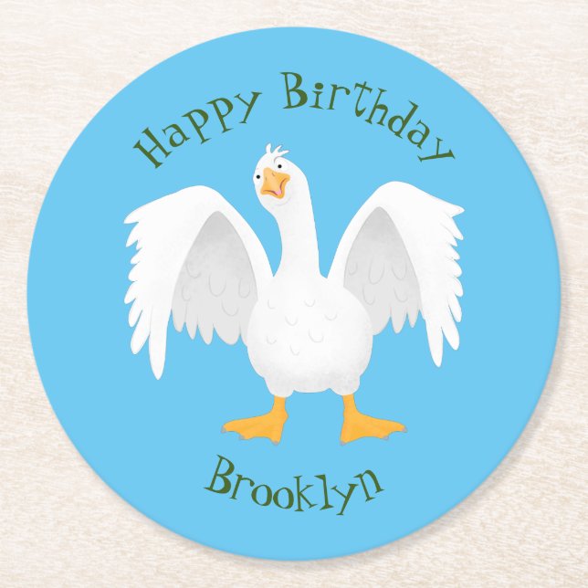 Porta-copo De Papel Redondo Engraçado ilustração curiosa de desenho animado de (Frente)