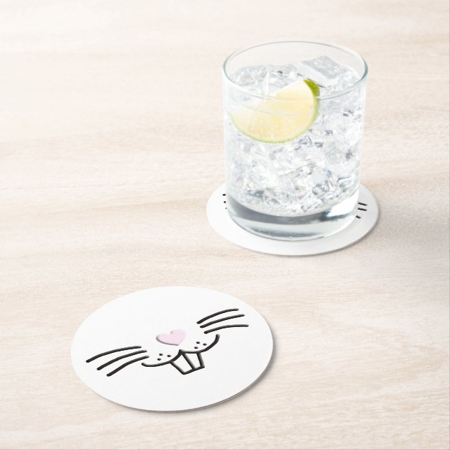 Porta-copo De Papel Redondo Engraçado ilustração do rosto do coelho da Páscoa (Insitu)
